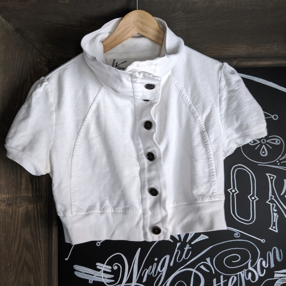 Cropped button-up sweatshirt - cute!